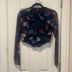 AFRM Floral, corset mesh top